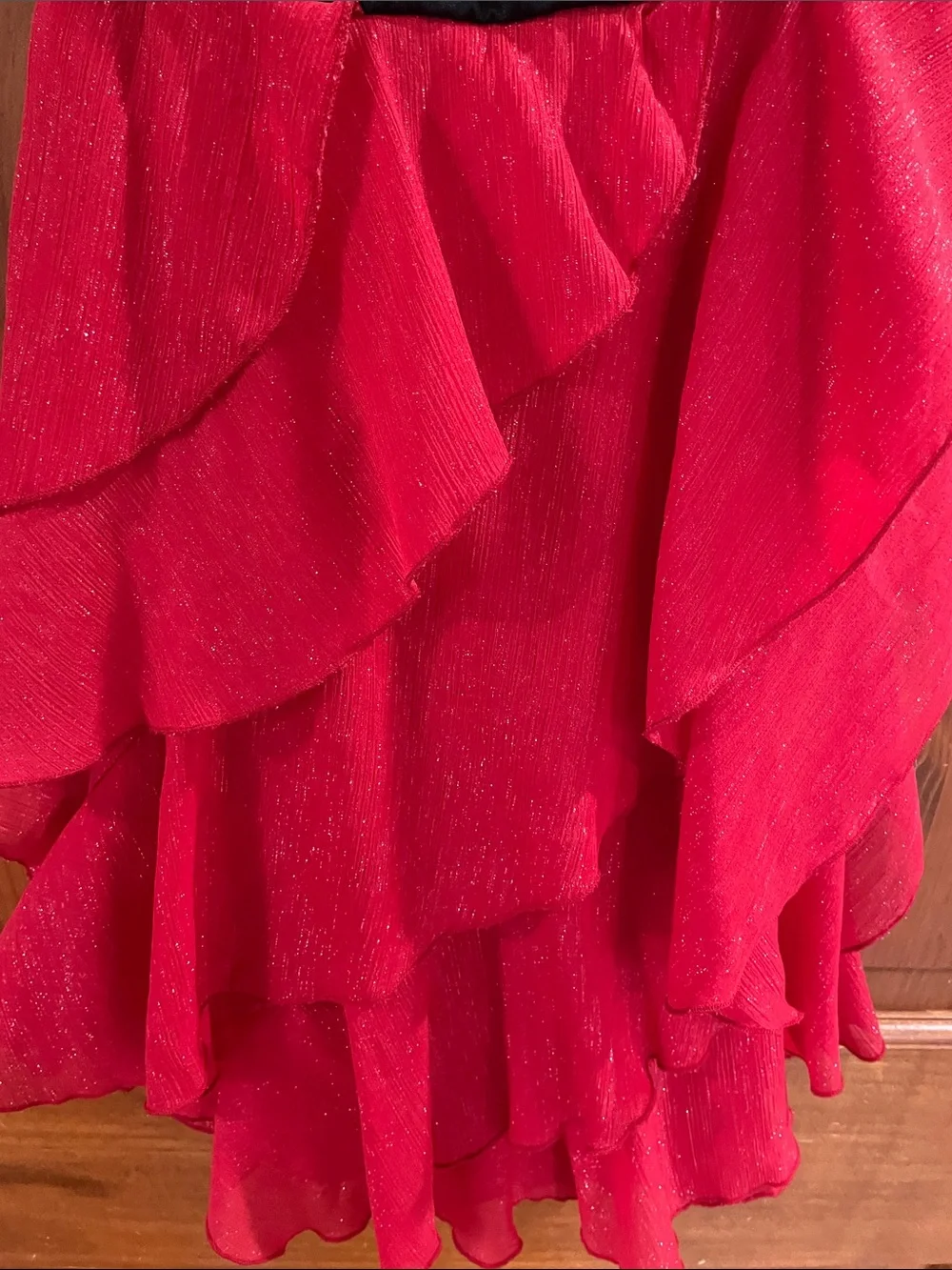 Girls Red Layered Party Dress with Black Bolero